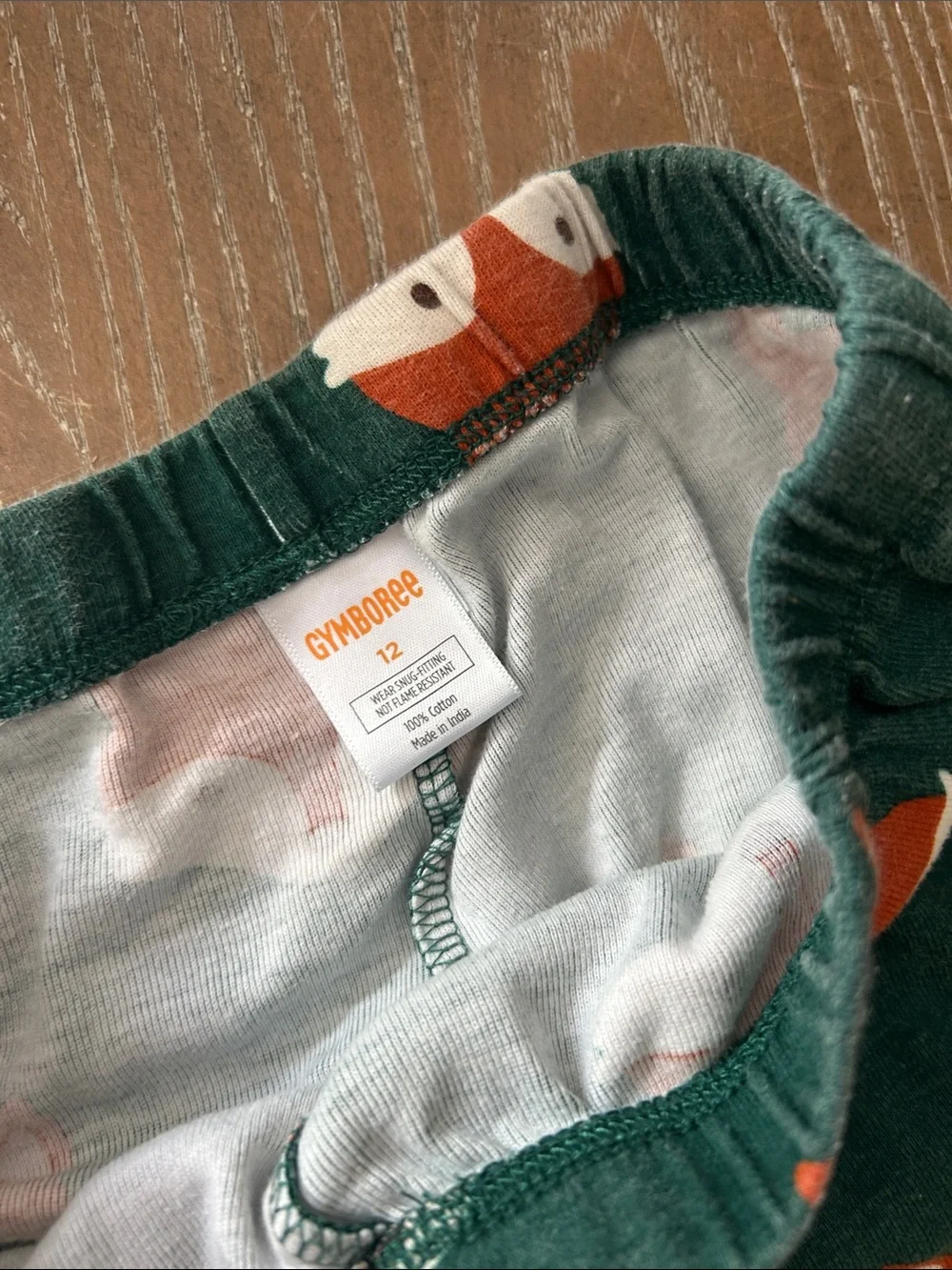 Fall Harvest Gymboree Green Woodland Forest Fox Print Henley Pajama Set Size 12